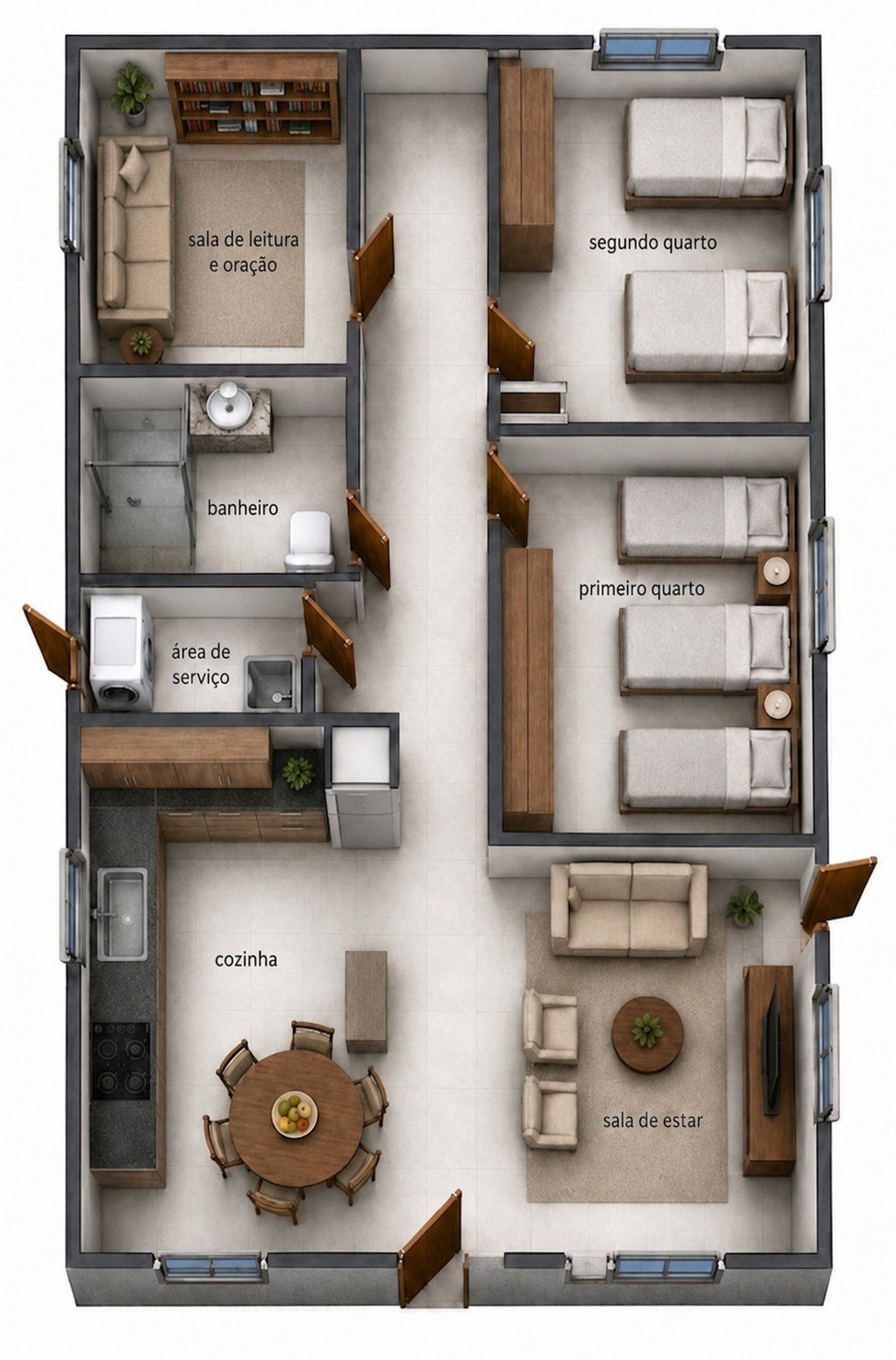 Planta Baixa 3D do Lar Doris Woodley